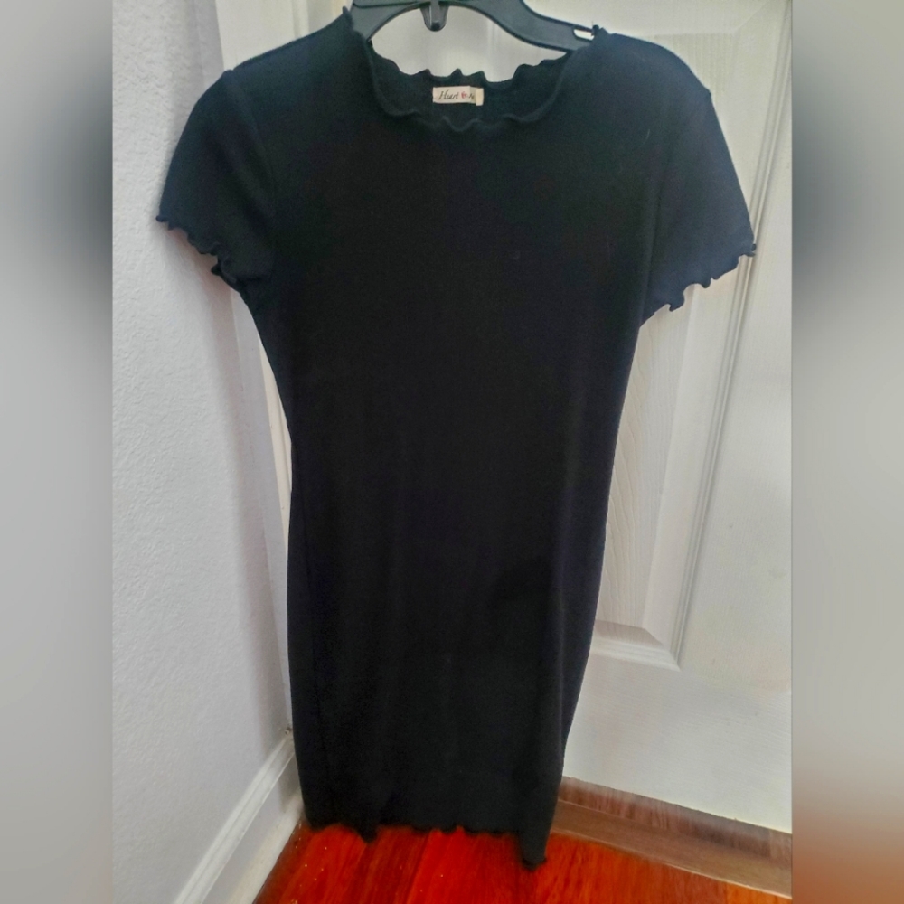 Black rubbed fitted dress